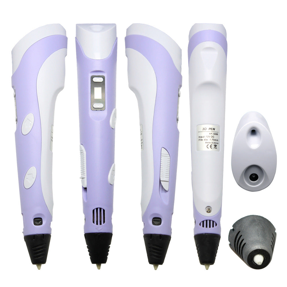 CJ 3D printing pen for kids, educational DIY toy with smart ideas, showcasing colorful filament and ergonomic design.