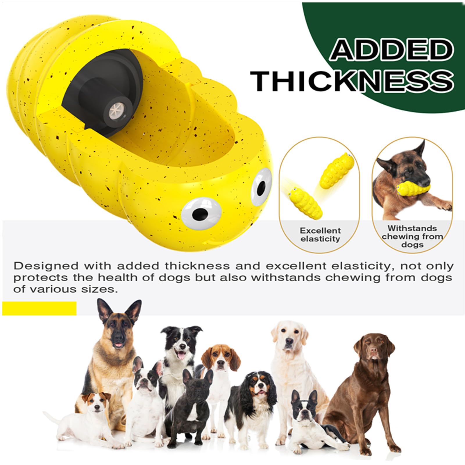 CJ Indestructible Squeaky Dog Chew Toy for aggressive chewers, food-grade durable toy in medium size with squeaker inside.