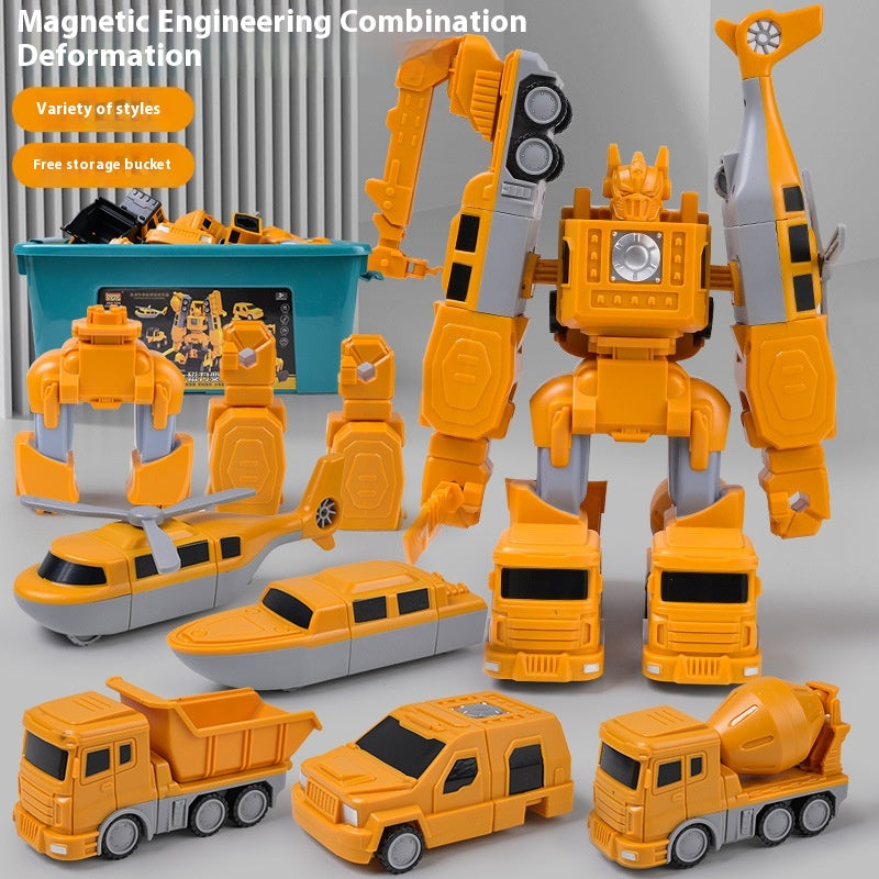 Colorful magnetic building blocks by CJ for children, showing assembled shapes and flexible, deformable toy construction.