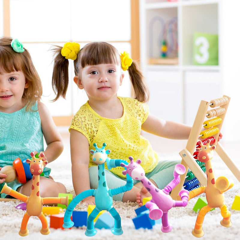 CJ giraffe-shaped sensory fidget tube toy with a spring design, ideal for stress relief and sensory stimulation for kids.