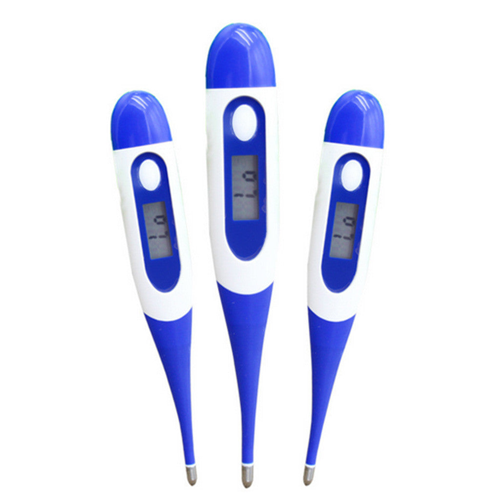 CJ digital electronic waterproof thermometer displaying temperature reading on a clear digital screen.