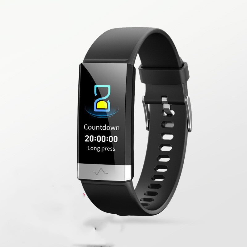 CJ V19 smart bracelet with sleek black design, digital display, and fitness tracking features.