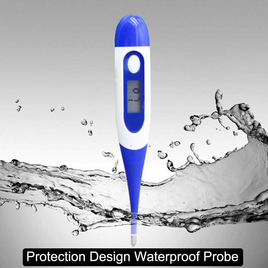 Digital electronic waterproof thermometer by CJ showing a clear digital display for accurate temperature readings.