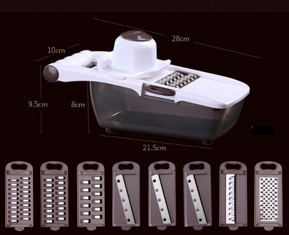 CJ multi-function chopper with stainless steel blades, compact design, and multiple chopping and slicing options.