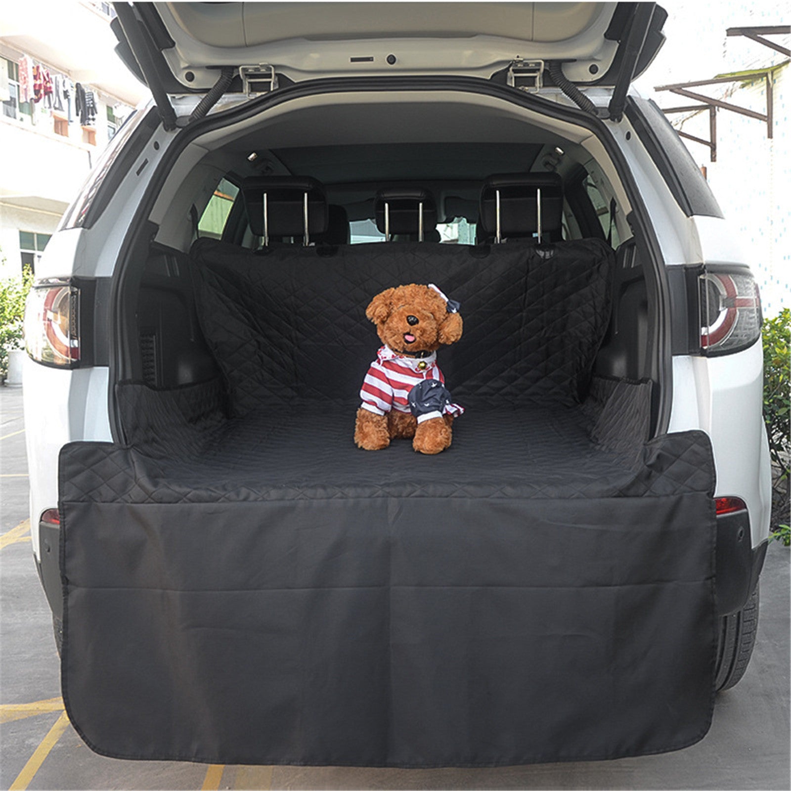 Waterproof pet car trunk mats by CJ, durable cushions designed to protect car interiors from pet fur and messes.