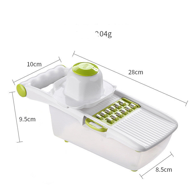 CJ household vegetable slicer and grater, multi-function kitchen tool with various blades for slicing, grating, and shredding vegetables.