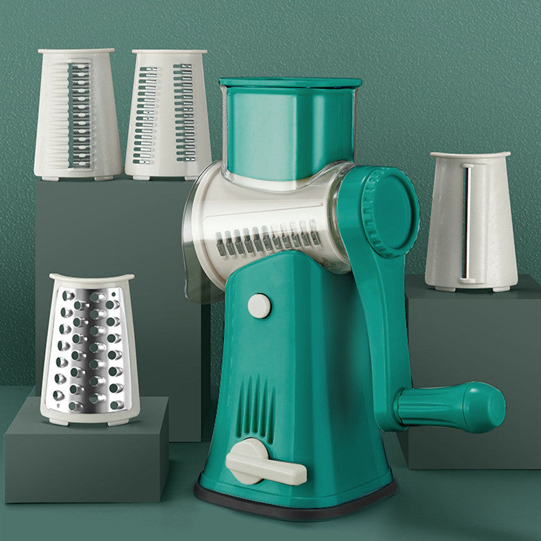 CJ household vegetable slicer and grater, multi-function kitchen tool for slicing, grating, and shredding vegetables.