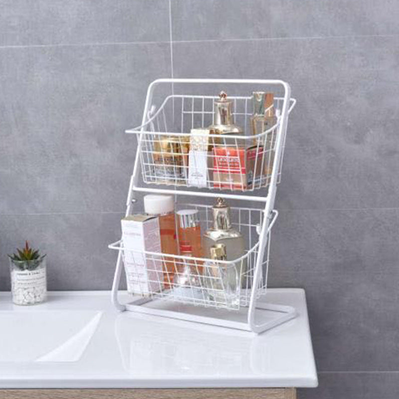 Stainless steel multilayer spice rack and fruit storage rack for kitchen organization, featuring multiple tiers and a sleek design.