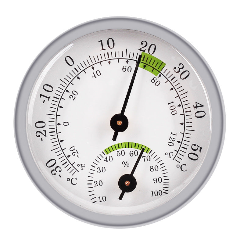 CJ household mini indoor thermometer displaying dry and wet temperature readings in a compact, easy-to-read design