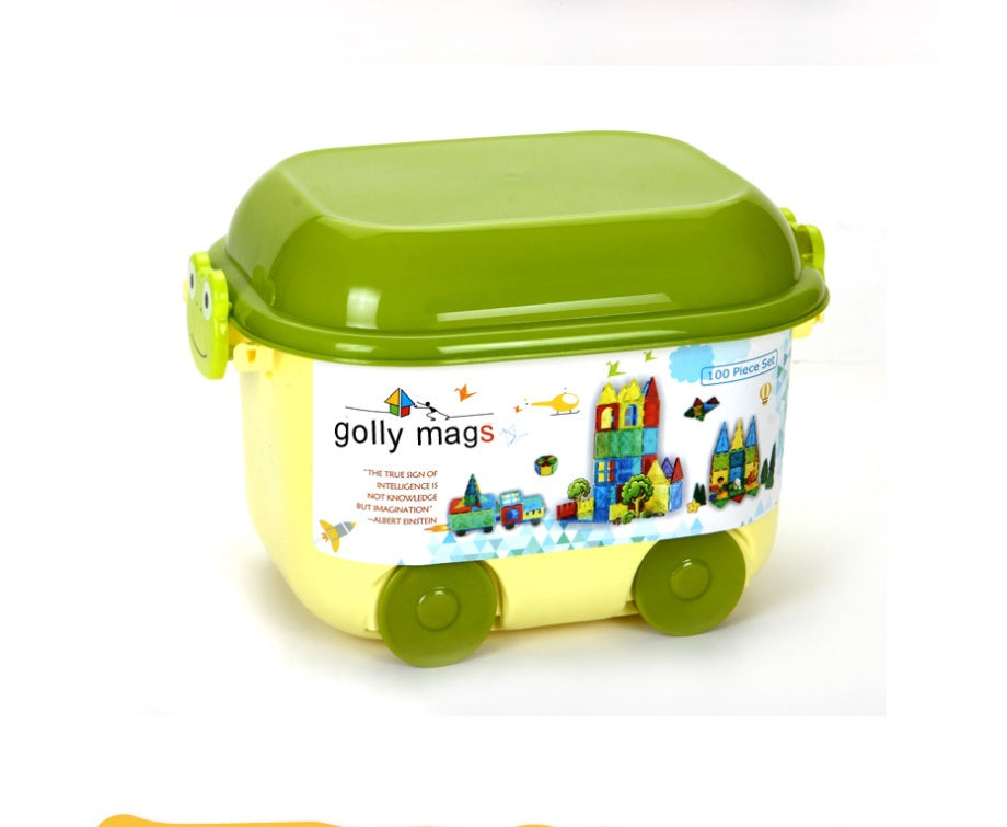 Colorful magnetic puzzle building block toys by CJ, featuring interconnected magnetic pieces for creative stacking and construction.