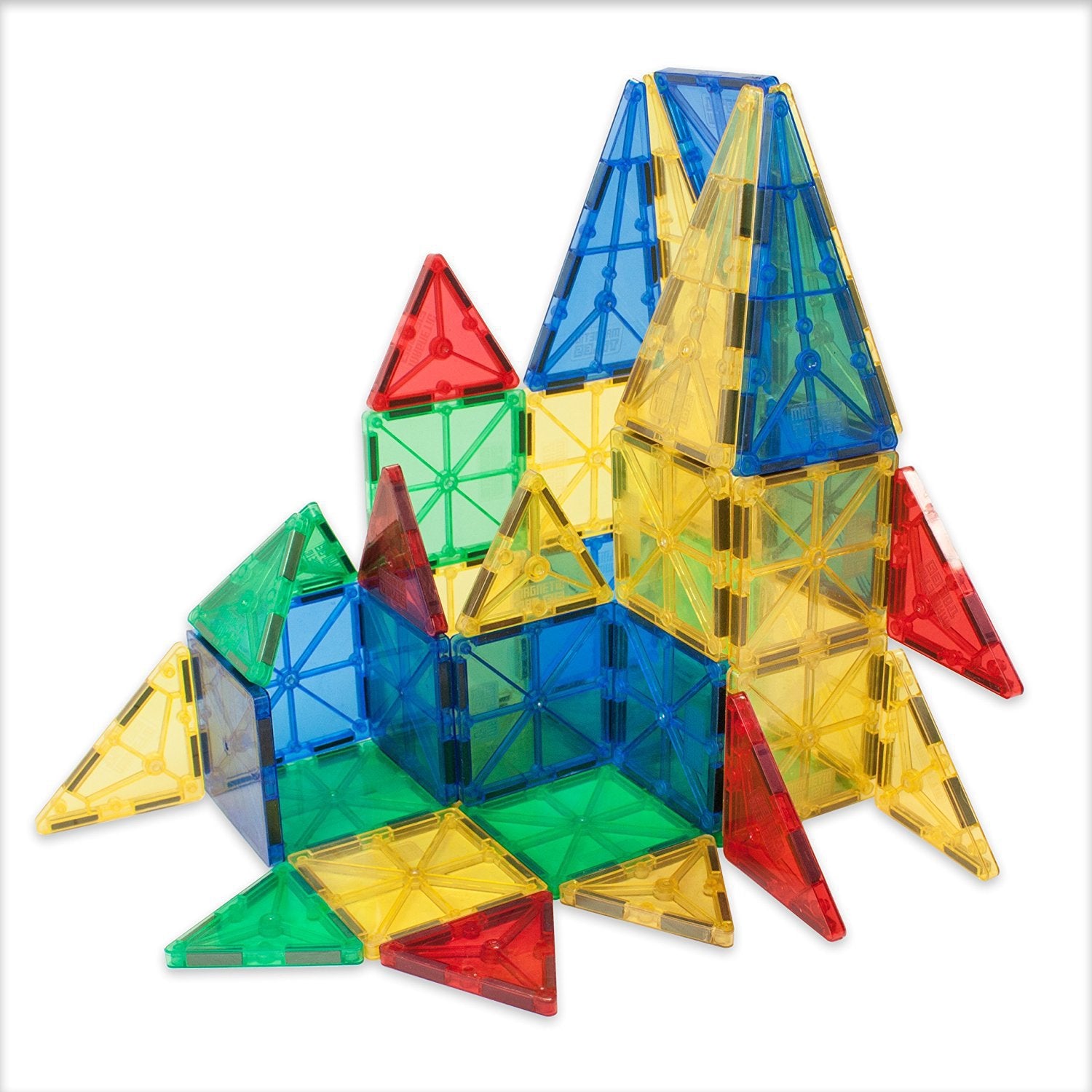 Colorful magnetic puzzle building block toys by CJ, featuring various shapes and sizes for creative construction and play.