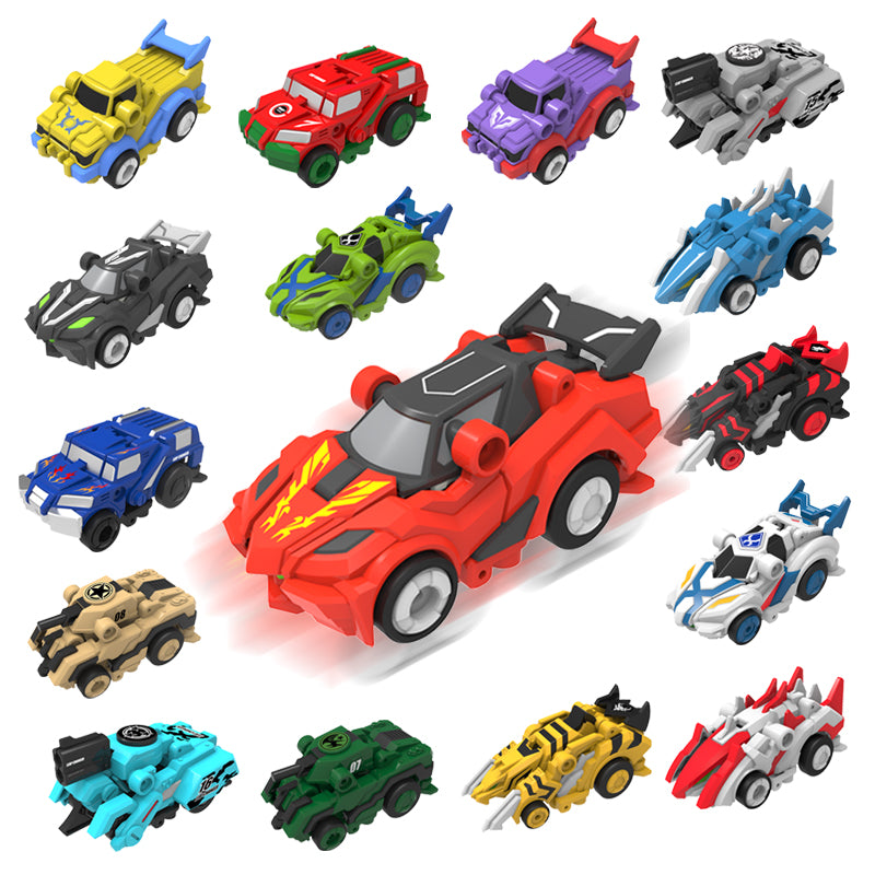 Creative Jumping Warrior deformation battle toy car and robot action figure by CJ, featuring bounce transformation and anime-inspired design.