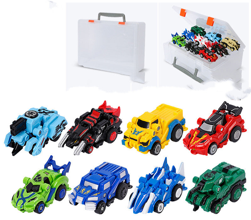 Creative Jumping Warrior battle toy car and robot action figure set featuring transforming anime-style PVC figures for boys.