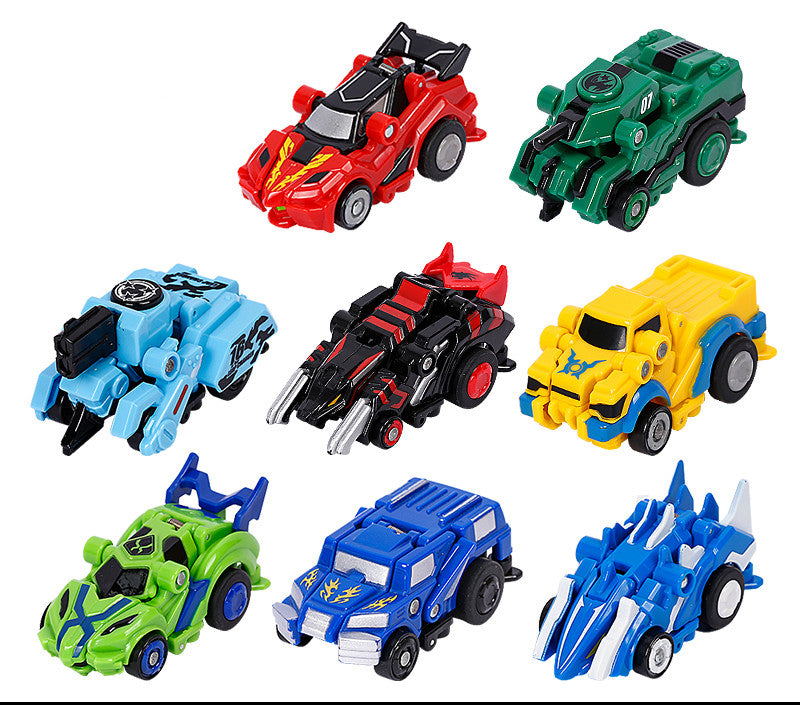 Creative Jumping Warrior deformation battle toy car and robot action figure by CJ, featuring vibrant anime-style PVC design for boys' play.