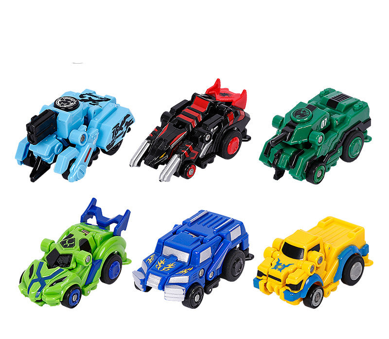 Creative Jumping Warrior deformation battle toy car and robot action figures with animated jump features, designed for boys' play.