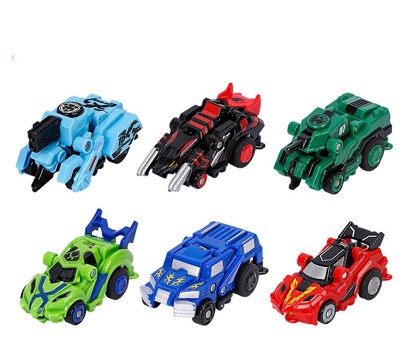Creative Jumping Warrior deformation battle toy car and robot action figures with colorful PVC design for boys' game set.