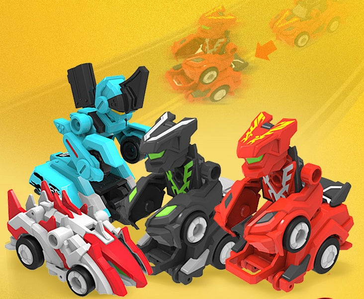 Creative Jumping Warrior deformation battle toy car and robot figure, featuring anime-style PVC action figure with bounce transformation for boys