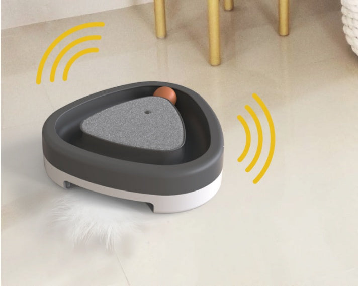 Electric cat toy by CJ featuring a smart, funny triangle turntable and scratcher for engaging feline entertainment.