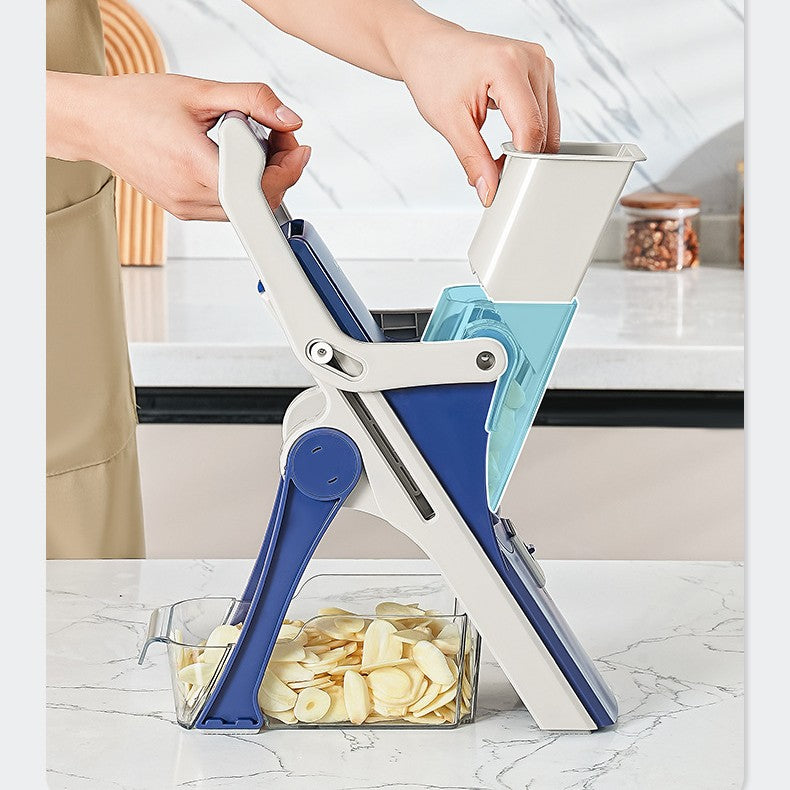 Purple CJ kitchen multi-function vegetable chopper with stainless steel blades for easy vegetable preparation.