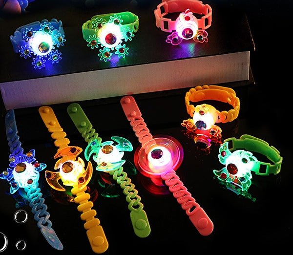 CJ luminous LED fidget spinner with glow-in-the-dark lights, designed for stress relief, hand spinning, and finger play.