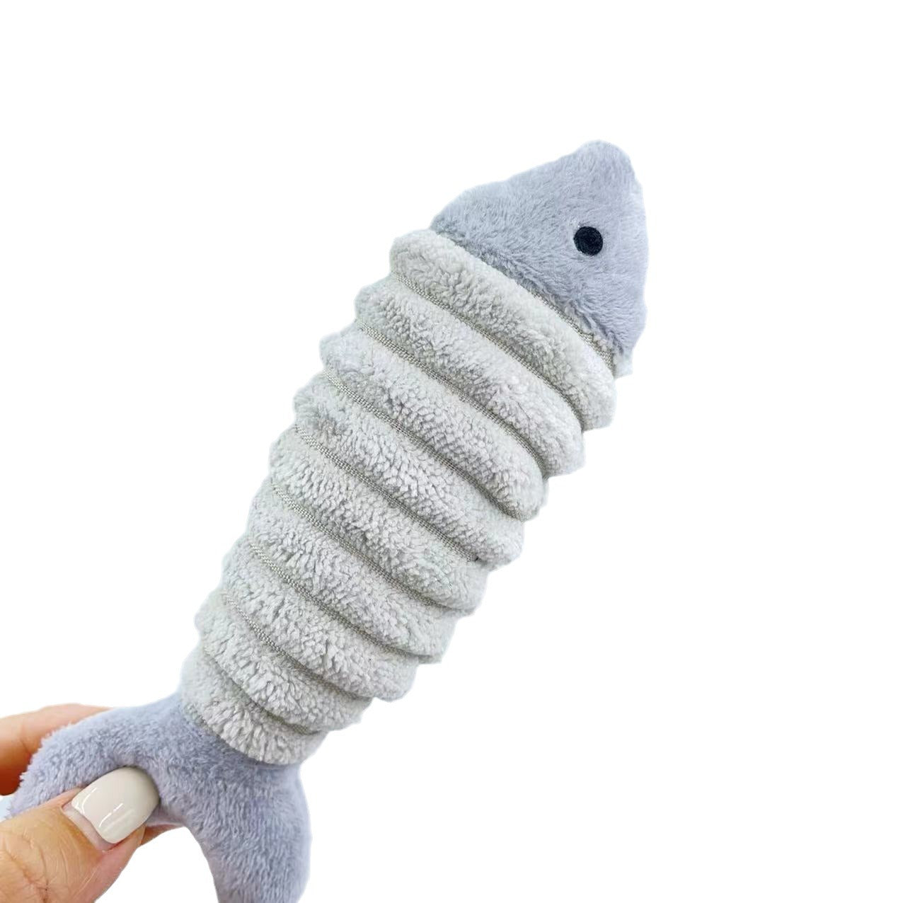 CJ plush catnip fish toy for cats, soft and colorful, designed to entertain and engage feline pets with fun fishing-themed play.