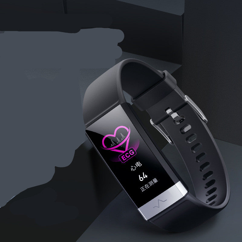 CJ V19 smart bracelet with sleek black design, fitness tracking features, and adjustable strap for comfortable wear.