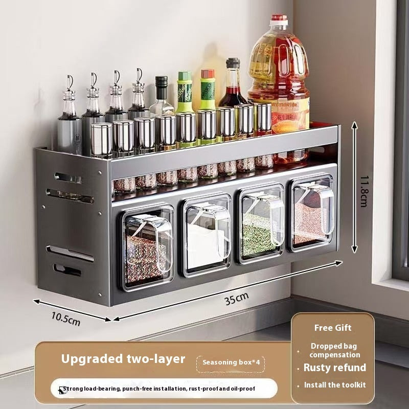 CJ household fashion kitchen spice storage rack with multiple compartments for organizing spice jars and bottles.