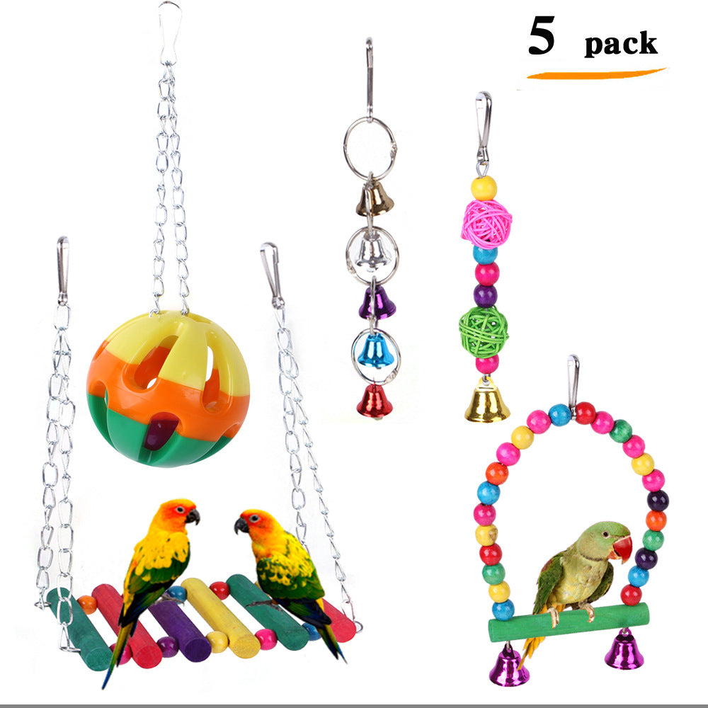 Colorful personalized pet bird toy suit from CJ, designed for pet birds to play and stay entertained.