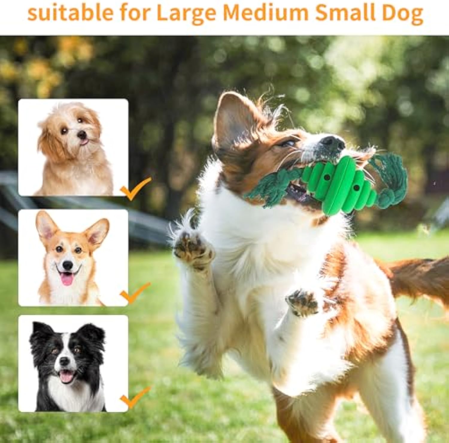 CJ dog ball with rope toy showing a durable knotted rope and ball for large dogs, ideal for chewing, training, and play.