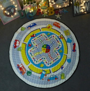 CJ Explosion Models cotton car storage mat with round outing design, ideal for children's climbing toys and toy storage.