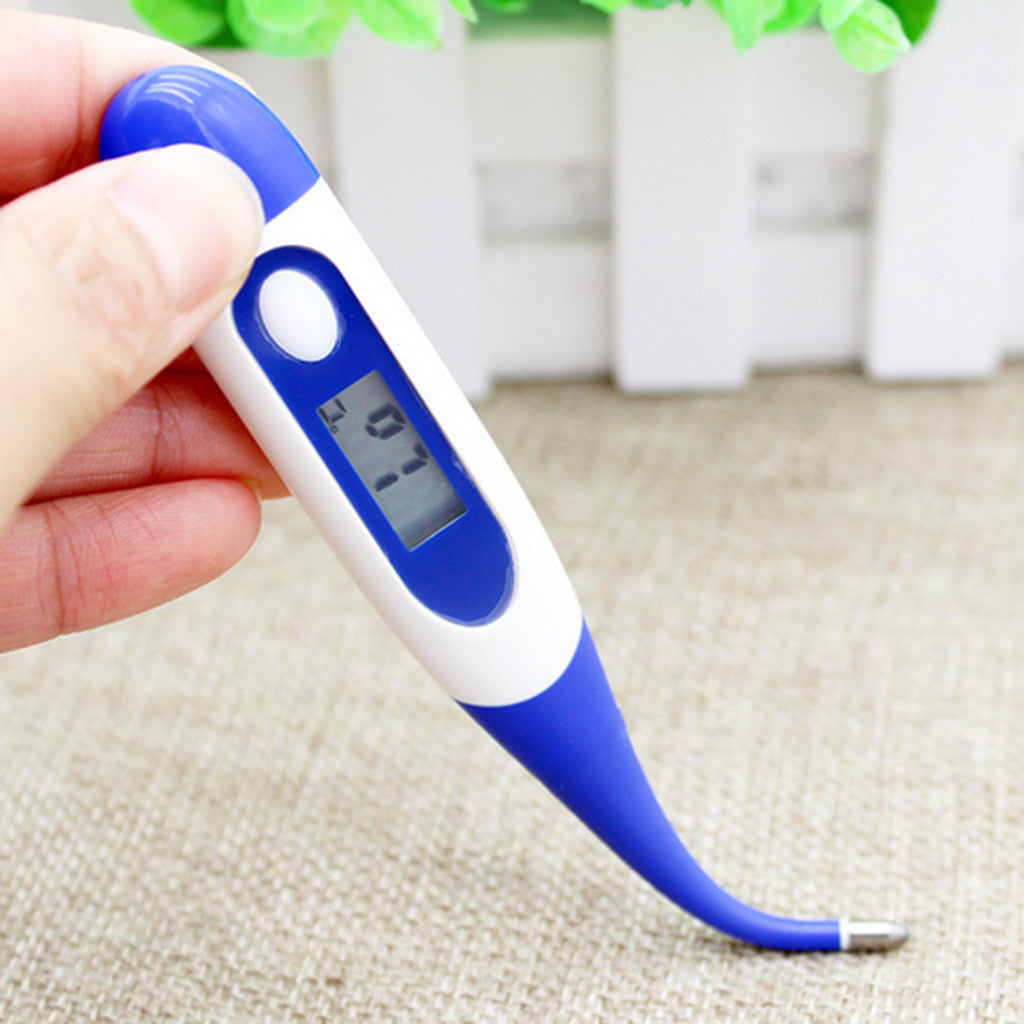 cj digital electronic waterproof thermometer showing digital display with temperature readings in a close-up shot