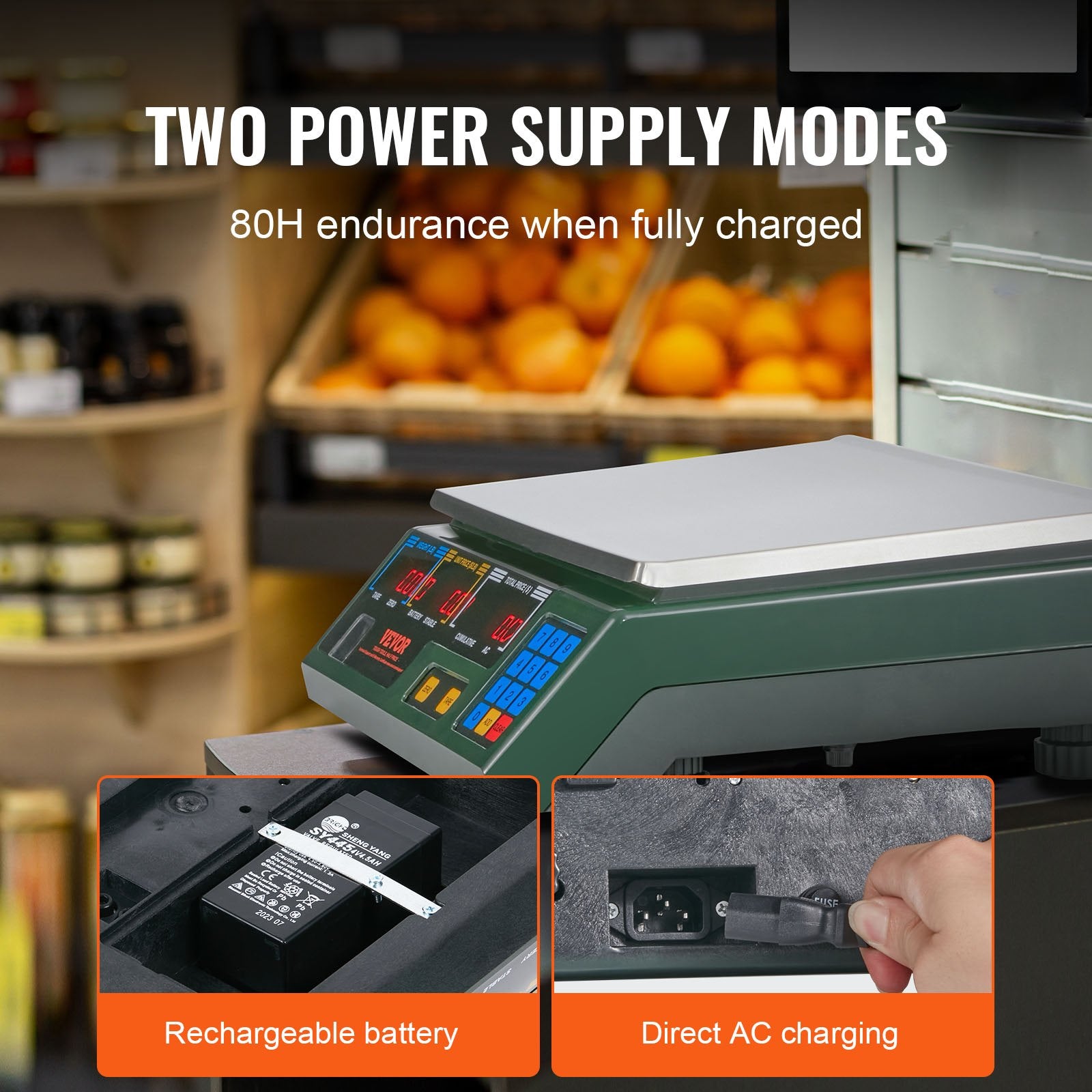 CJ electronic price computing scale with LED display, 66 lb capacity for food, produce, meat, and retail use.
