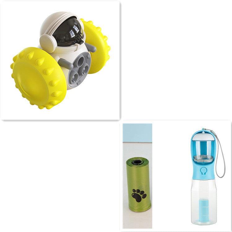 CJ brand cat and dog interactive slow food balance car toy for smart pet feeding and fun development.