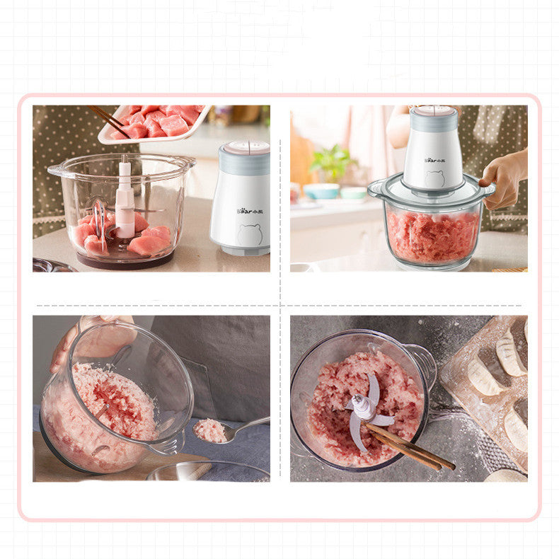 CJ household electric vegetable chopper blender with multiple functions, compact design, and stainless steel blades for easy food prep.