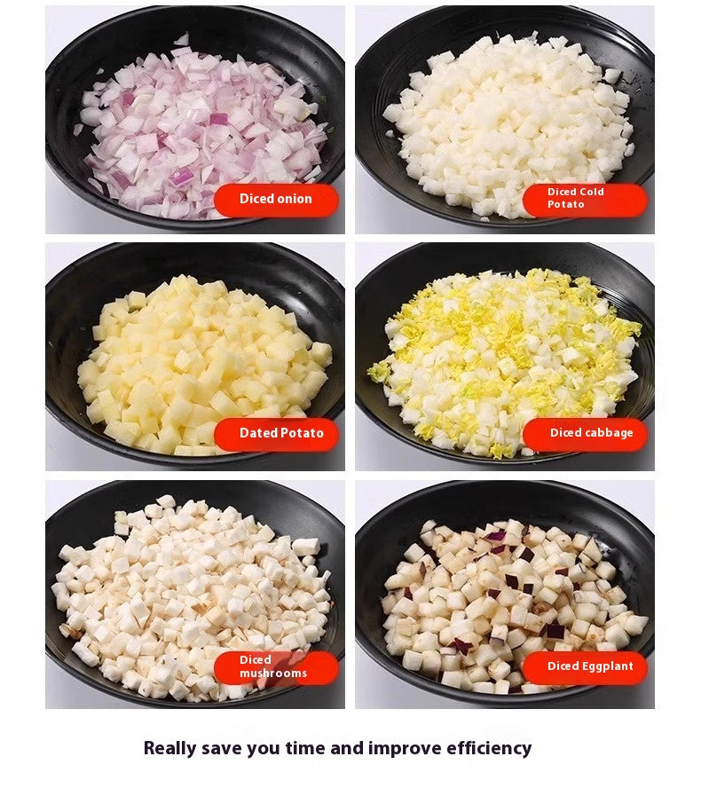 CJ commercial vegetable cutter with multi-function dicing and slicing blades for efficient food prep in professional kitchens.