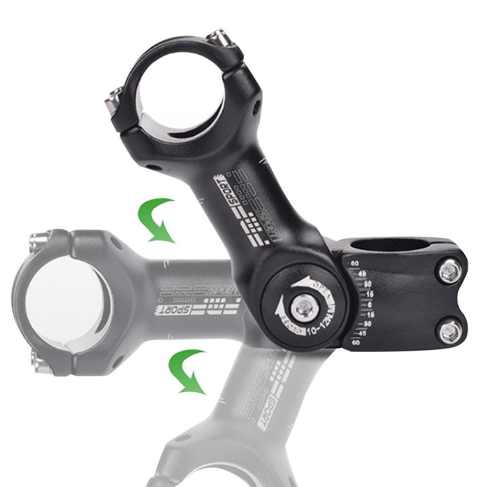 Adjustable bicycle stem by CJ with a 0-degree angle, featuring a sleek design and secure clamp for customizable bike handlebar fit.