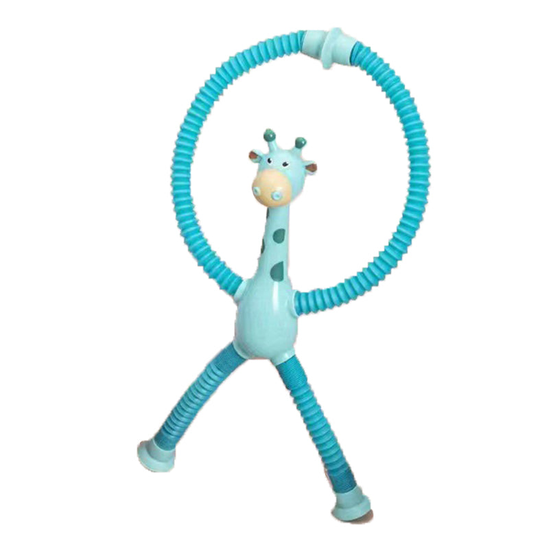 CJ giraffe-shaped sensory fidget toy with stretchy tubes, ideal for stress relief and kids' birthday party favors.