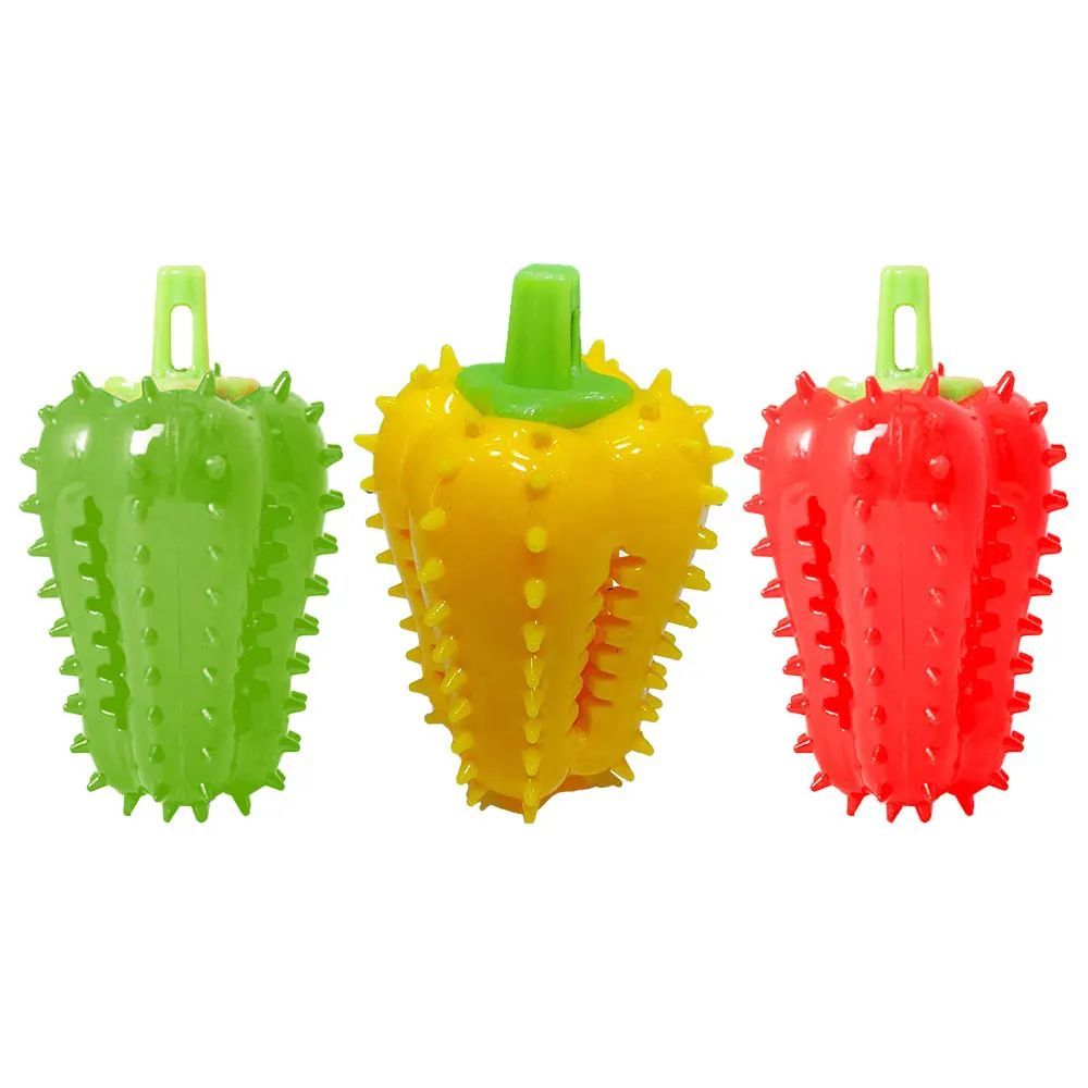 CJ Interactive Dog Teething Chili Chewers Toy, colorful rubber dog toy designed for chewing and teething fun.