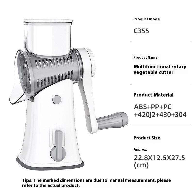CJ household vegetable slicer and grater with multiple functions, compact kitchen tool for slicing and shredding vegetables.