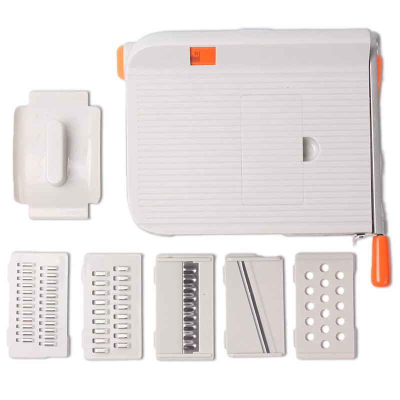 CJ kitchenware multi-function vegetable cutter with various blades for slicing, dicing, and chopping vegetables.