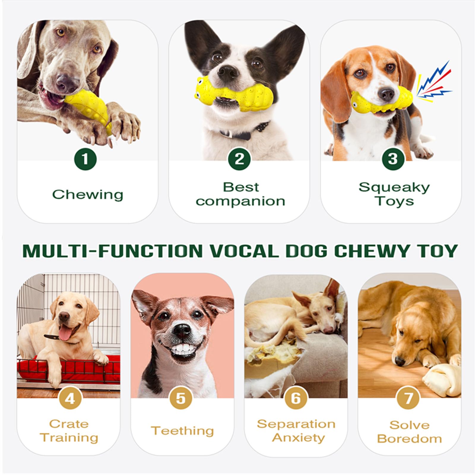 Durable CJ indestructible squeaky dog chew toy for aggressive chewers, medium size, made from food-grade material for tough play.