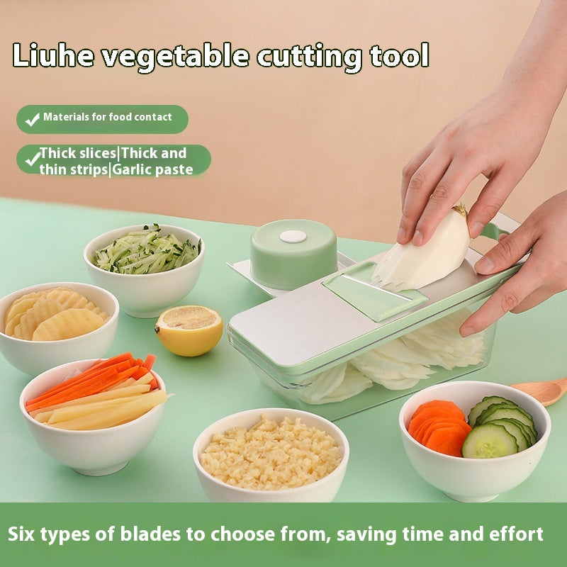 CJ stainless steel multi-function vegetable chopper with hand guard for safe and efficient kitchen vegetable preparation.