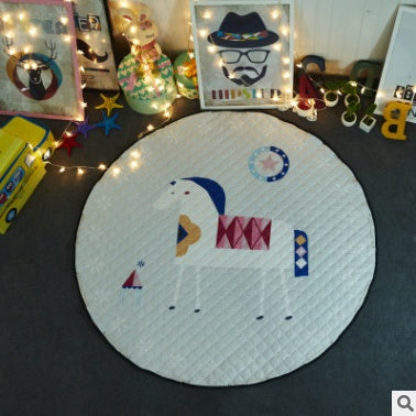 CJ Explosion Models cotton car storage mat and toy organizer, round outing climbing mat with storage bag for children.