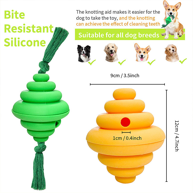 CJ dog ball with rope toy for large dogs, featuring a knot and food-leaking design, ideal for chewing and pet training.