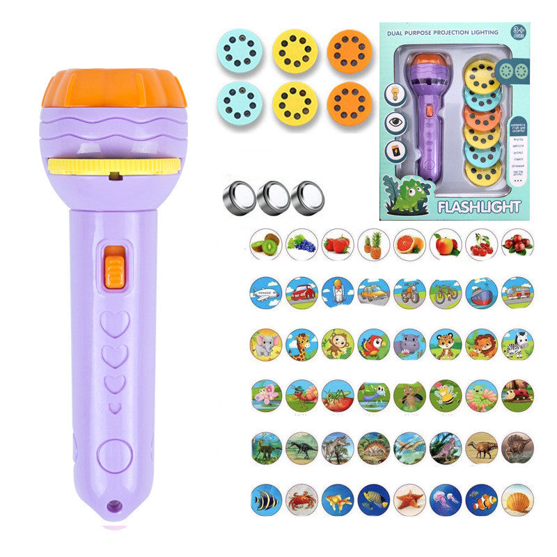 Children's projection flashlight toy by CJ with educational literacy figures for early learning and imaginative play.