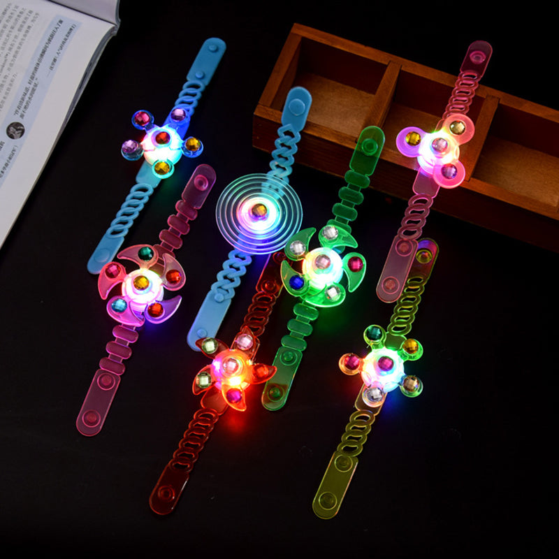Luminous LED fidget spinner by CJ with glow-in-the-dark light, featuring a bracelet design, perfect for stress relief and sensory play.