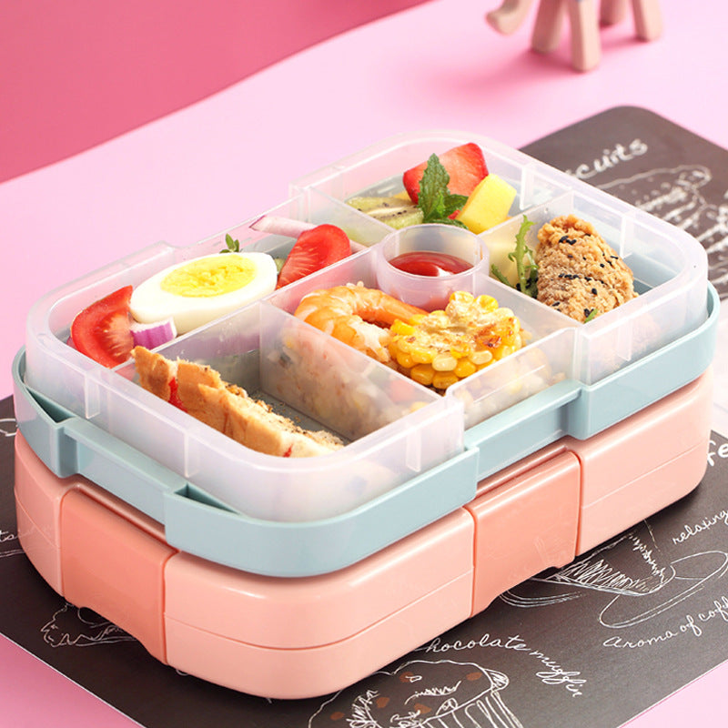 CJ divided student portable meal storage box with multiple compartments for easy organization and transport of lunches.