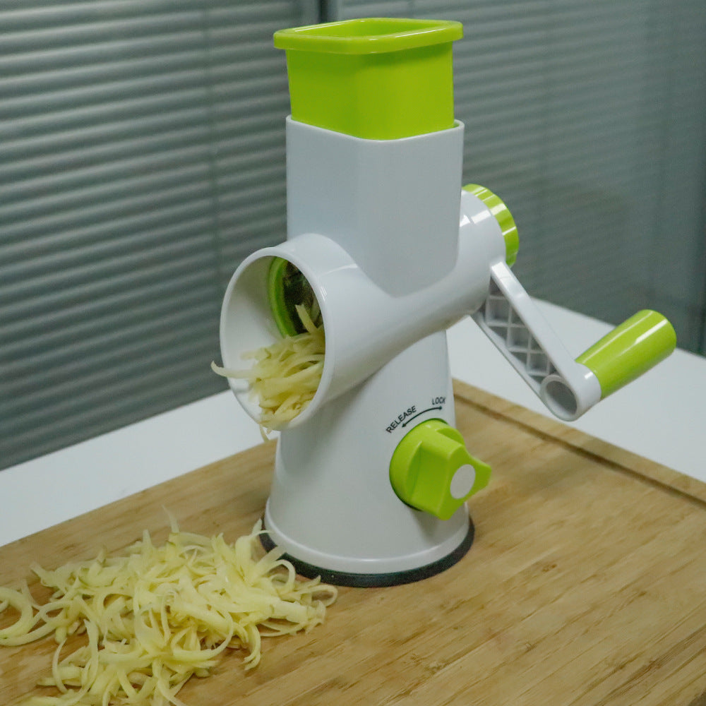 CJ multi-function vegetable chopper and kitchen roller with stainless steel blades on a white background.