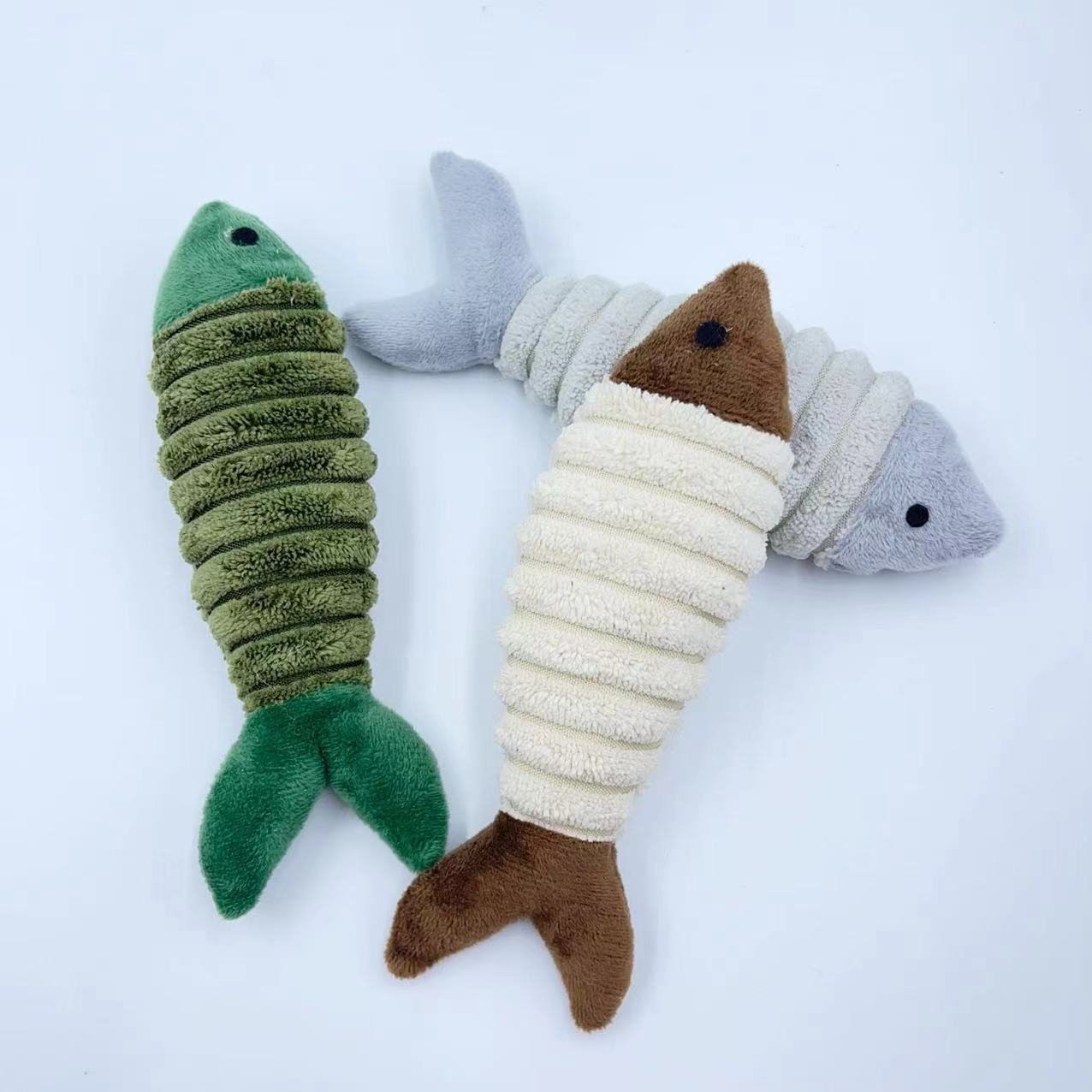 CJ plush catnip fish toy for cats, soft and colorful with a fish shape, designed to entertain and engage feline pets.