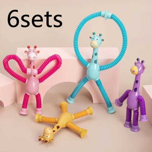 CJ Giraffe Tubes sensory fidget toy with colorful stretch tubes, stress relief toy for kids, perfect for birthday and party favors.